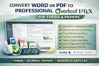 convert word or PDF to professional overleaf latex for thesis and papers