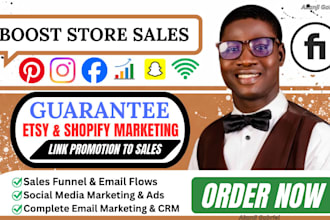 do website promotion, etsy promotion or shopify marketing to increase sales