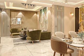 design functional 3d interior, create modern layout, clean architectural render