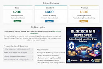 develop staking, presale, and layerzero bridge solutions as a blockchain develop