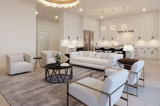 model contemporary 3d luxury interior design,furniture setup,cgi render,fire pit