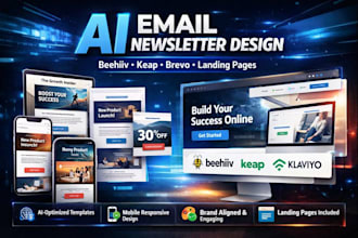 design beehiiv keap kit brevo ai email newsletter template, website landing page