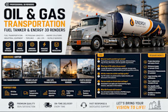 create oil and gas transportation, fuel tanker and energy 3d renders