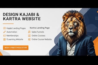 create a professional kartra, kajabi online course and elearning website