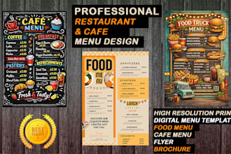 professionally design restaurant and cafe menu