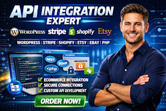 do wordpress api integration stripe api shopify api etsy api ebay api php