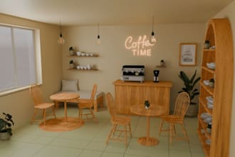 upgrade3d cozy coffee shop interior,dining area design,nightclub render,cgi logo