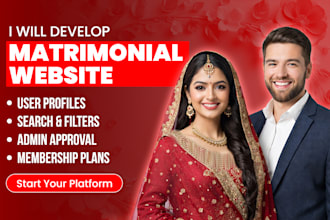 build a modern matrimonial website with admin panel