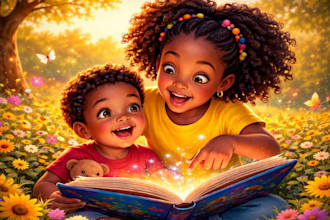 create african america children book illustration, children picture book