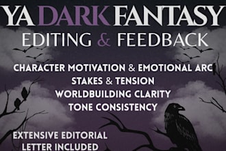 edit ya dark fantasy novel and provide feedback
