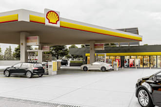 model 3d filling station, convenience store, gas station cgi rendering,site plan