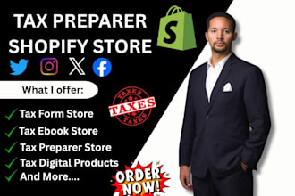 design tax prep digital product shopify store with tax form tax ebook store