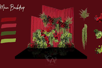 2d or 3d floral mockup and event decor concept visual