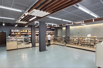 remodel 3d supermarket bakery section, retail food store, bakery interior design