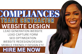 design wordpress compliance website, contractor, trade contractor website