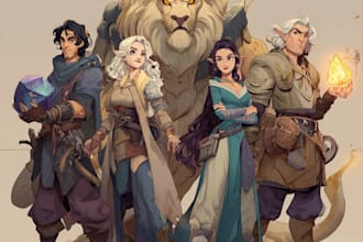 design dnd character, fantasy character, dnd party