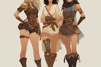 create fantasy or dnd party illustration