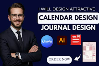 design custom calendar design, planner, journal design