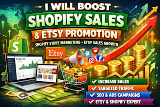 boost shopify sales etsy website promotion shopify store marketing etsy sales