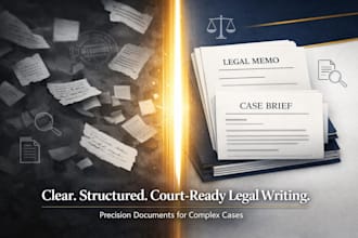 write legal memos, case briefs, company law research, paralegal documents