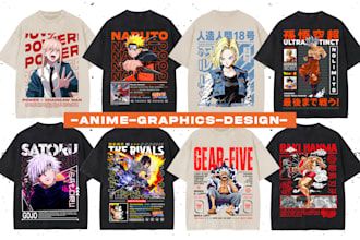 customize anime t shirt design bundle for sale