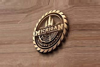 design vintage classic logo for michigan plank flooring