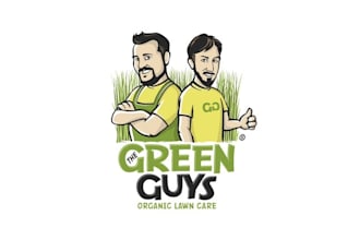 design mascot cartoon lawn care logo for the green guys