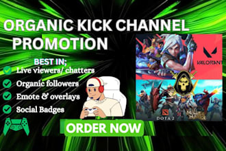 do organic kick channel promotion to reach affiliate and  boost viewers