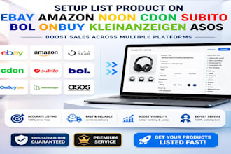setup list product on ebay amazon noon cdon subito bol onbuy kleinanzeigen asos