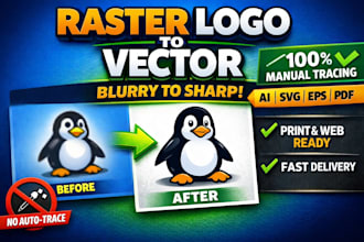 recreate your raster pixelated logo into a smooth vector