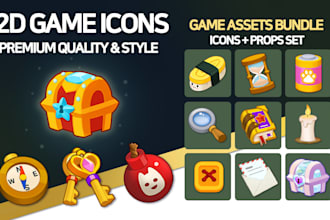 casual game icons and objects for mobile games