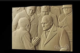 do high detailed 3d historical relief,3d wood wall decor,3d statue,for 3d print