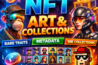 create unique, acctractive and generate a full nft collection with metadata