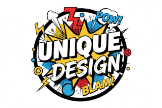 design a bold and colorful pop art logo for your brand