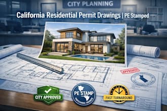 create residential permit drawings with pe stamp for california cities