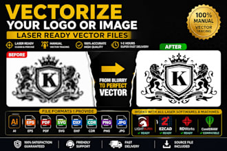 vectorize your logo or images for laser engraving dxf, svg