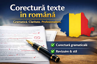 proofread and correct romanian texts for grammar and clarity