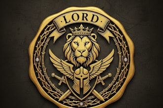 design a powerful and majestic lord logo for your brand