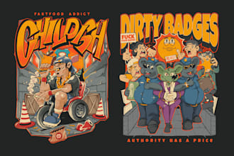 draw retro cartoon illustration with urban street style