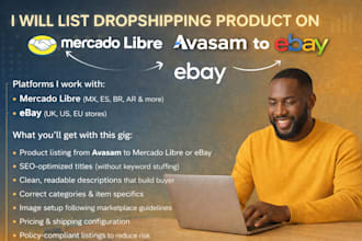 list dropshipping product on mercado libre avasam to ebay product listing