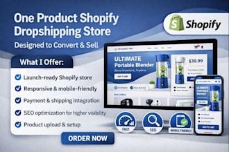 build shopify one product store niche shop or sales landing page shopify funnel