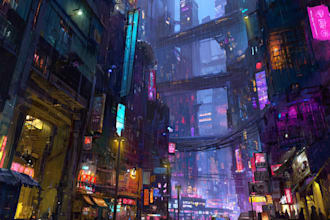 create science fiction city and cyberpunk art illustration