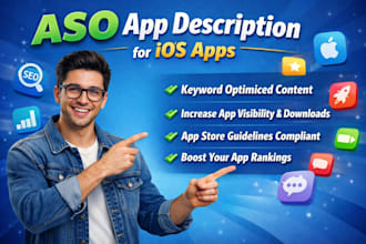 write aso app descriptions for ios and android