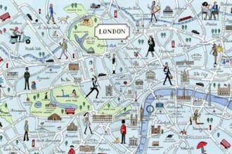 draw a custom watercolor illustration of venue destination wedding map