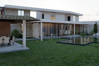 renovate modern villa, house outdoor rendering,pool patio design,olea residences