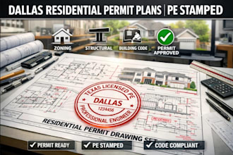 prepare residential permit drawings with pe stamp in dallas
