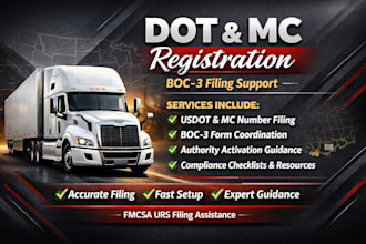 do dot and mc number registration with boc3 filling for trucking company