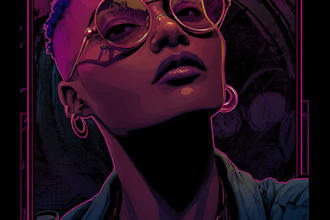 draw scifi or cyberpunk character portrait art