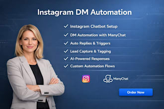 create instagram chatbot, instagram dm automation  using manychat