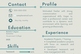 create a professional resume and cover letter for freshers